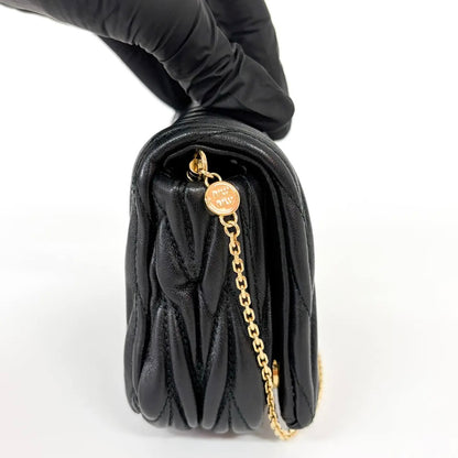 Miu Miu Nappa Matelassè Leather, Black, Leather, Handbag