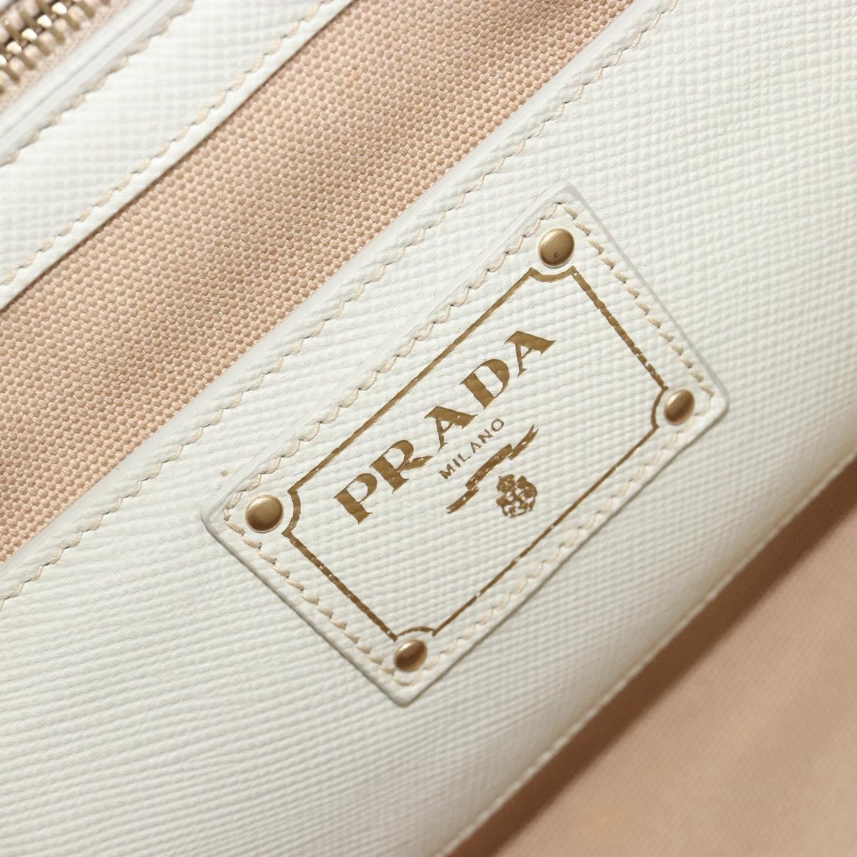 Prada Cuir Frame Convertible Canvas and Saffiano Leather, Beige, Canvas, Tote Bag