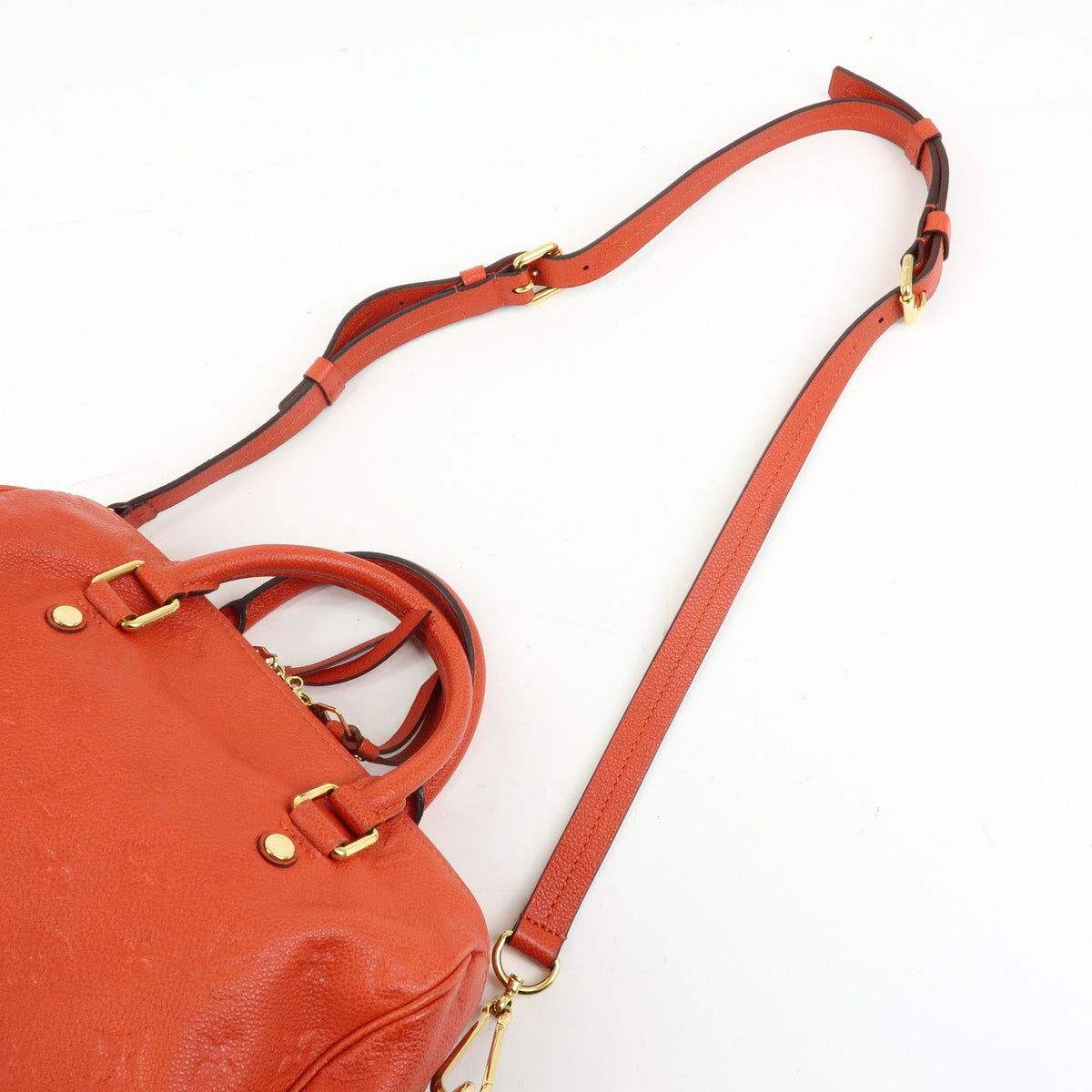 Louis Vuitton Speedy Bandouliere Monogram Empreinte Leather, Orange, Leather, Handbag