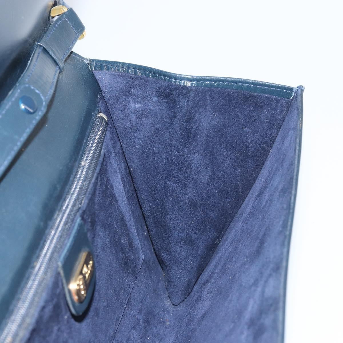 Gucci Vintage Interlocking G Flap Leather, Navy, Leather, Shoulder Bag