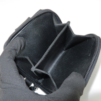 Prada Bifold Zip Around Saffiano Leather, Black, Leather, Wallet