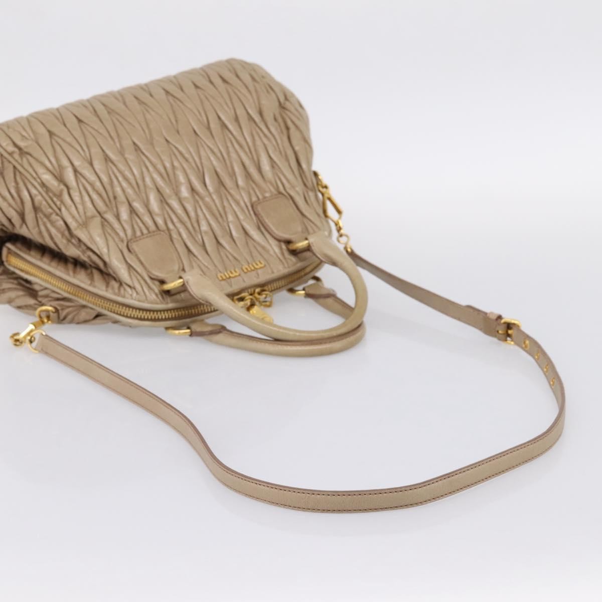 Miu Miu Convertible Dome Satchel Matelasse Leather, Beige, Leather, Handbag