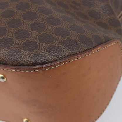 Celine Macadam Shoulder Leather, Brown, Canvas, Crossbody Bag