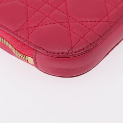 Christian Dior Lady Dior Phone Holder on Chain Cannage Quilt Lambskin, Pink, Leather, Clutch