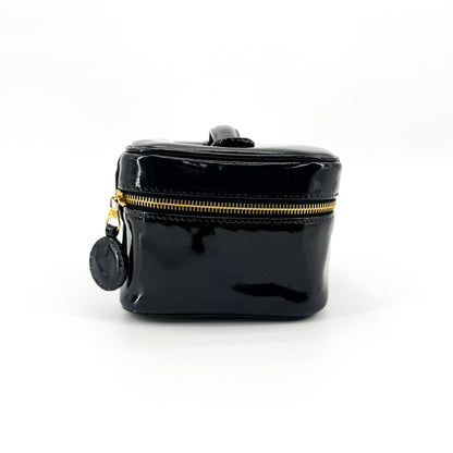 Chanel Vintage Timeless Cosmetic Case Patent, Black, Patent Leather, Clutch