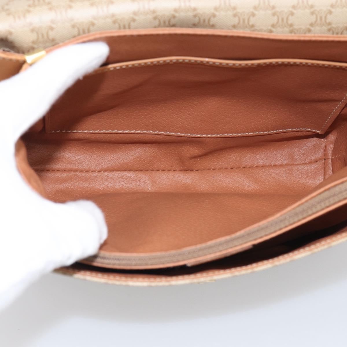 Celine Macadam Shoulder Canvas, Beige, Canvas, Crossbody Bag