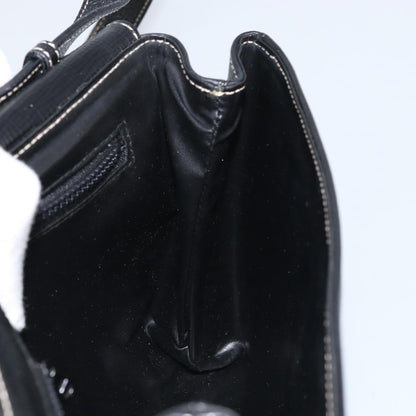 Celine Vintage Circle Logo Leather, Black, Leather, Crossbody Bag
