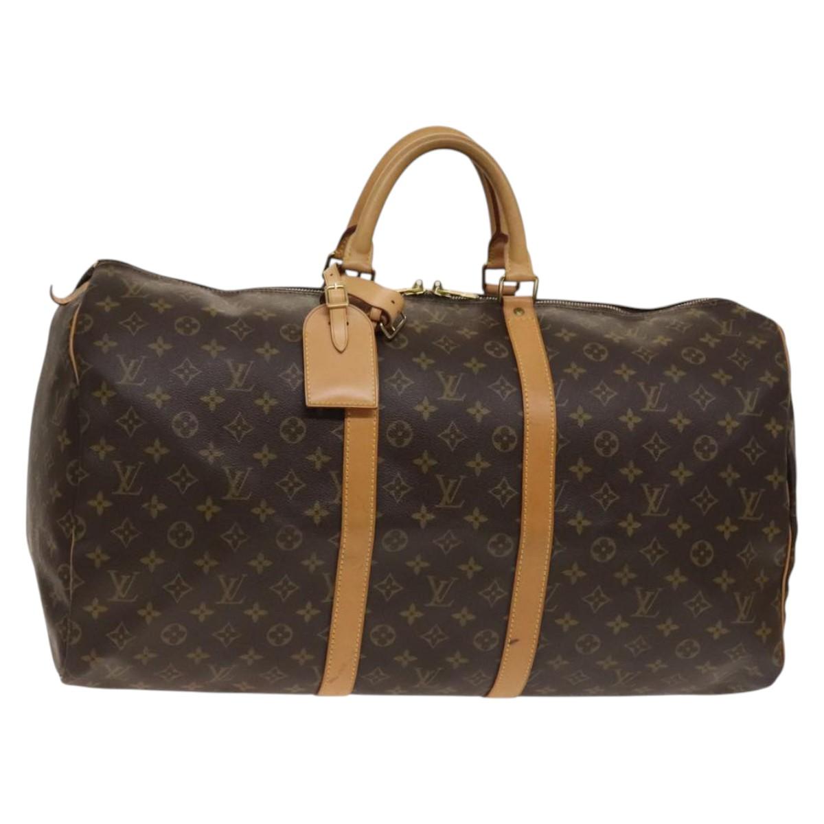 Louis Vuitton Keepall Bag Monogram Canvas, BROWN, CANVAS, Travel bag