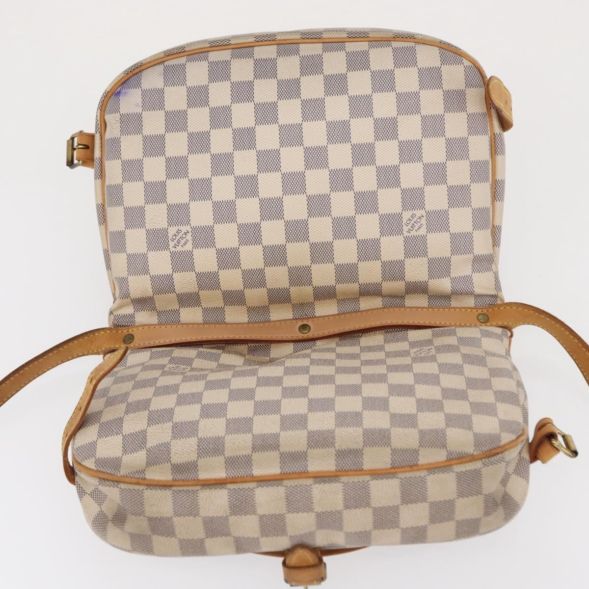 Louis Vuitton Saumur Damier Ebene, Beige, Canvas, Shoulder Bag