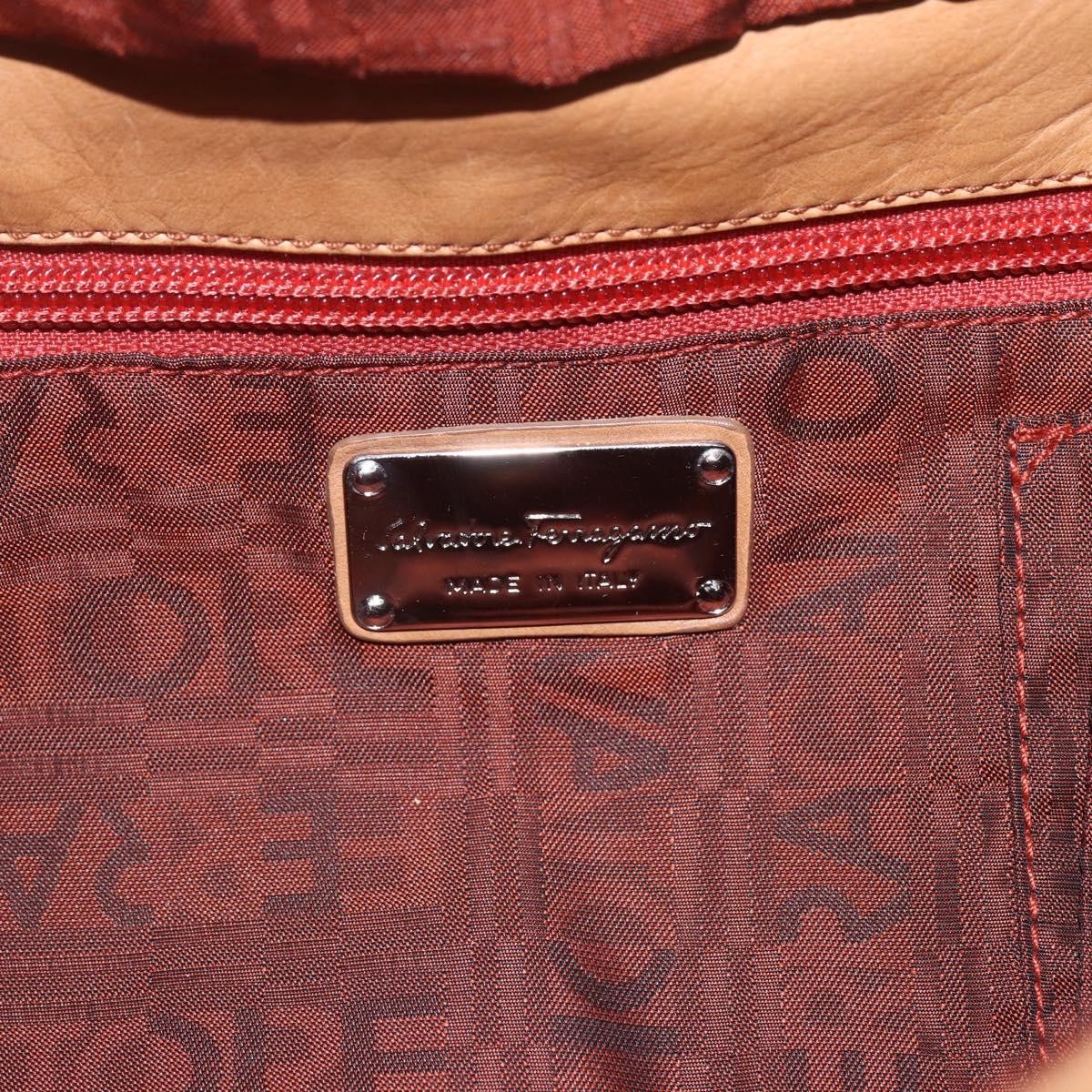 Salvatore Ferragamo Gancini Leather, Brown, Leather, Shoulder Bag