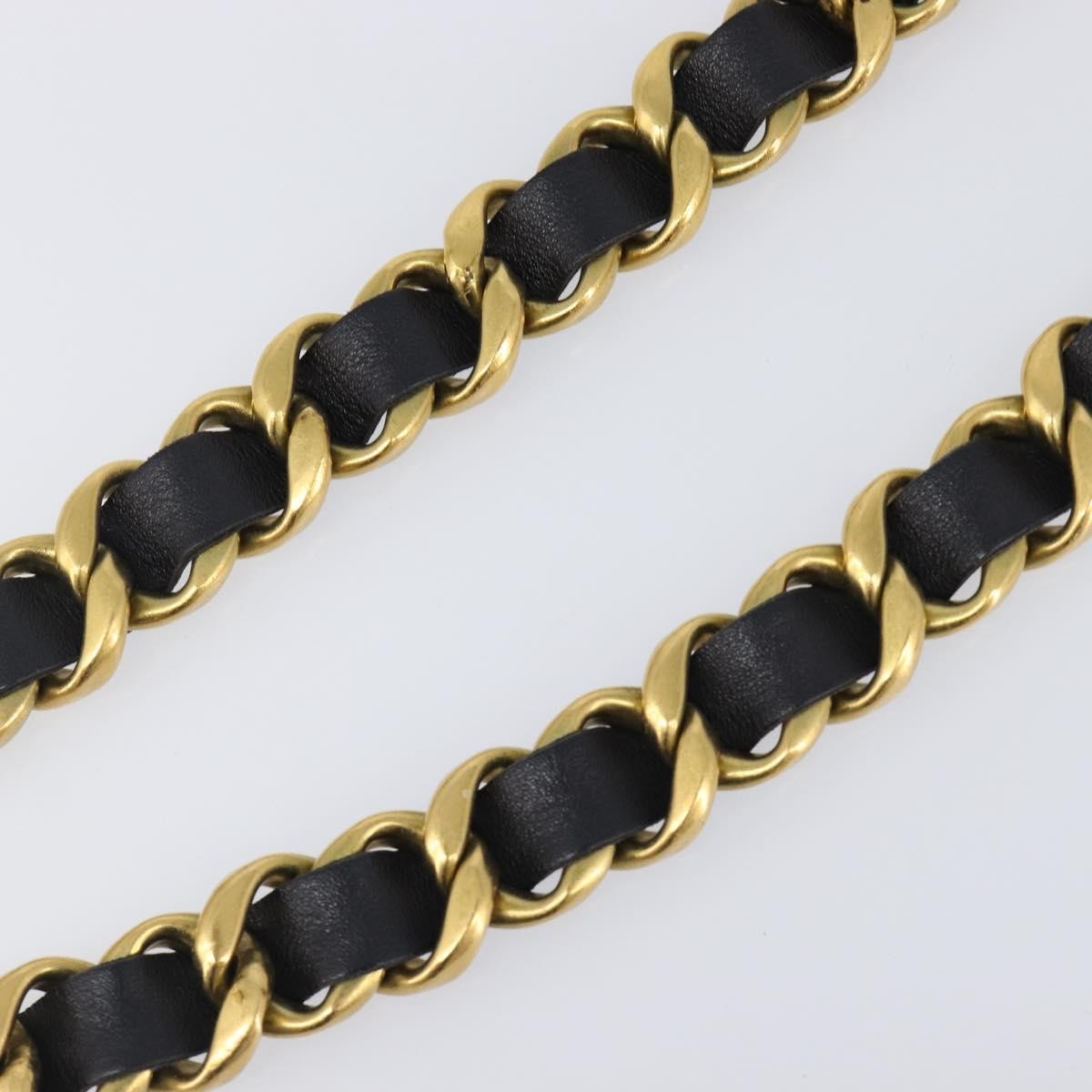 Chanel Vintage Chain Belt Metal and Leather, Black, Leather, Belt