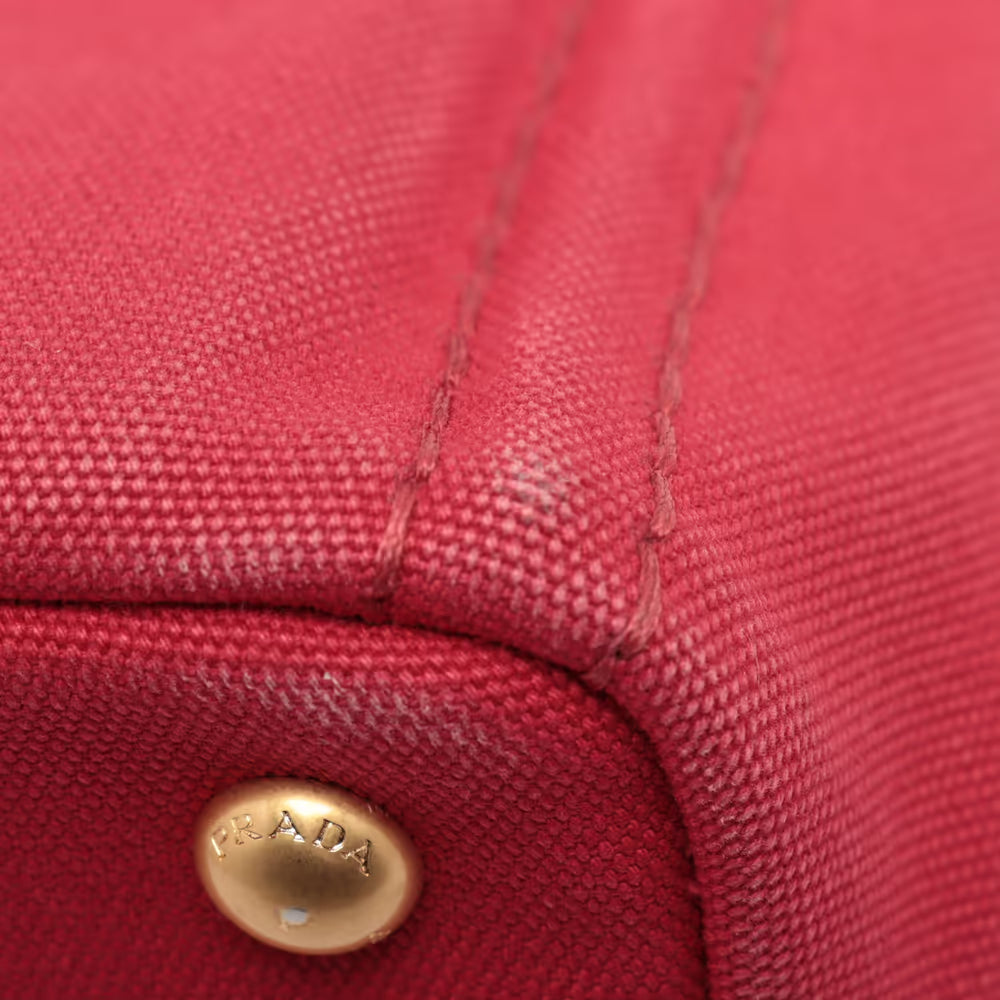 Prada Logo Strap Canapa Tote Jacquard, Red, Canvas, Tote Bag