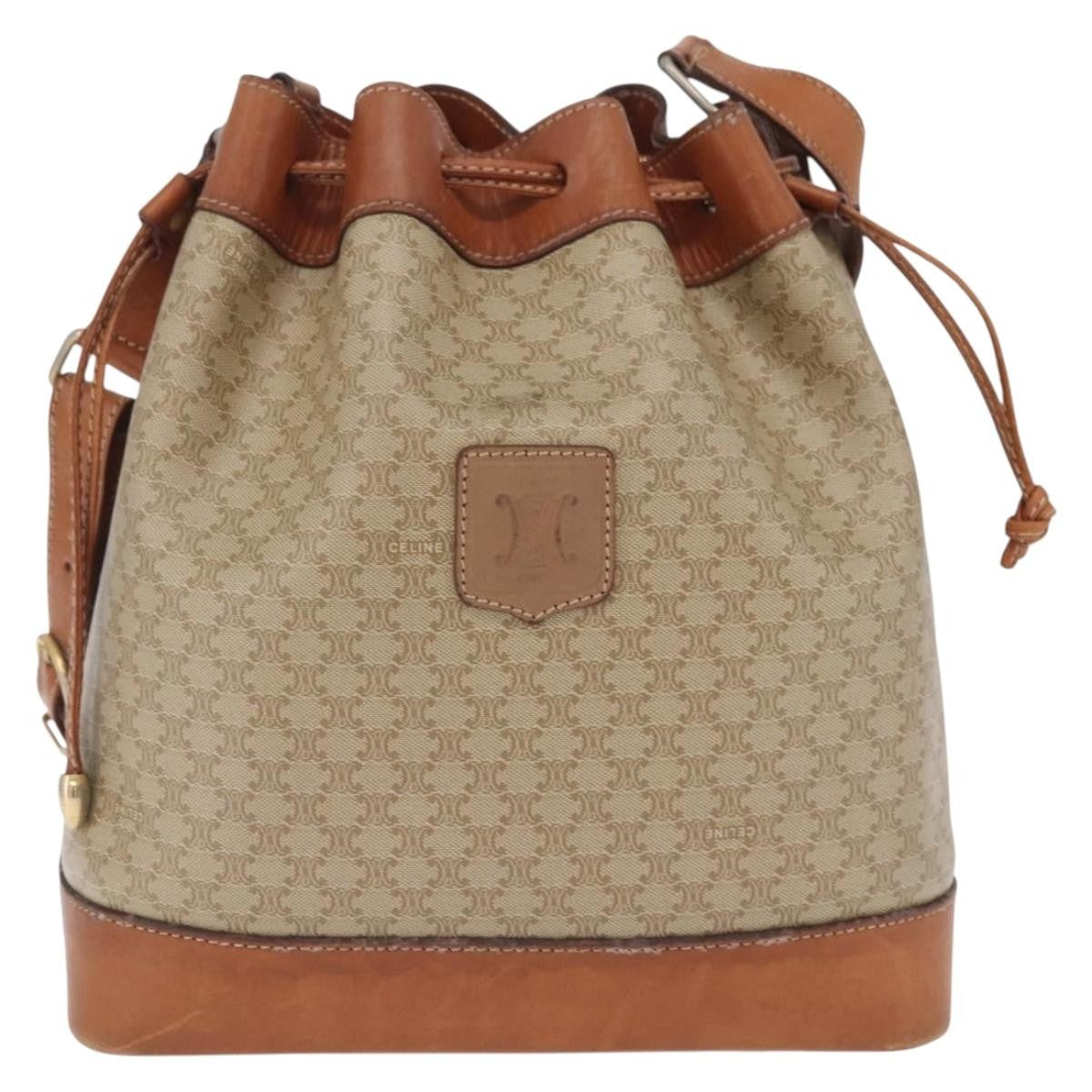 Celine Macadam Shoulder Canvas, Beige, Canvas, Crossbody Bag