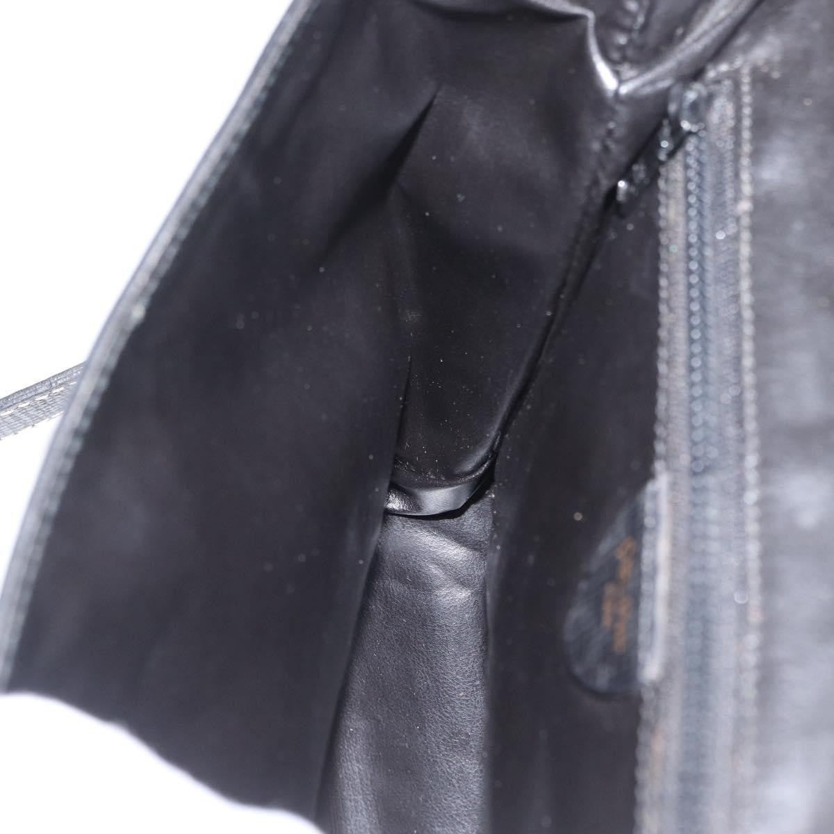 Celine Circle Logo Leather, Black, Leather, Shoulder Bag