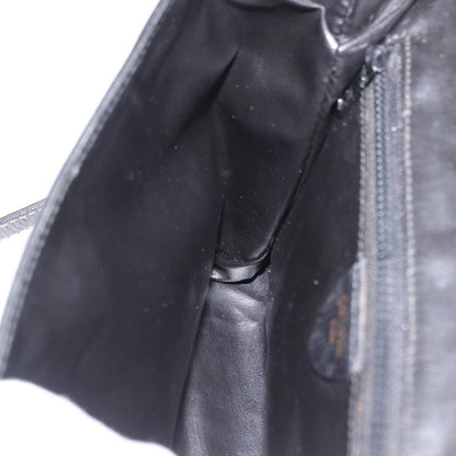 Celine Circle Logo Leather, Black, Leather, Shoulder Bag