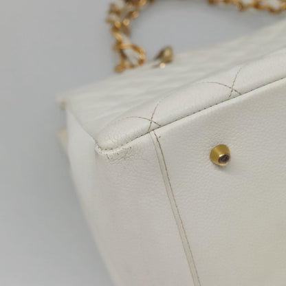 Chanel Vintage Grand Shopping Quilted Caviar, White, Leather, Tote Bag