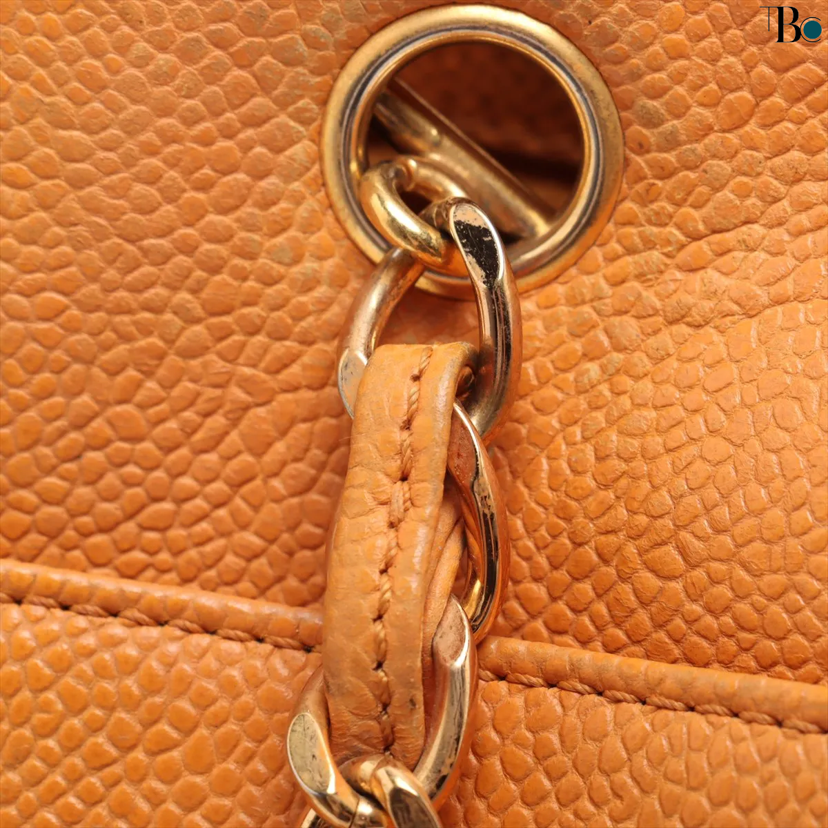 Chanel Coco Mark Leather, ORANGE, LEATHER, Shoulder bag