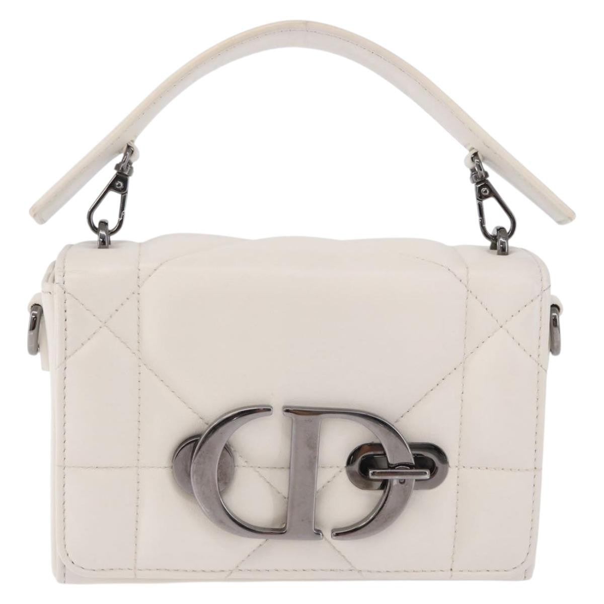 Christian Dior Caro Leather, White, Leather, Handbag