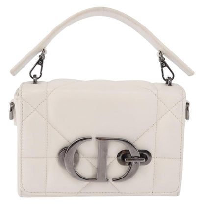 Christian Dior Caro Leather, White, Leather, Handbag