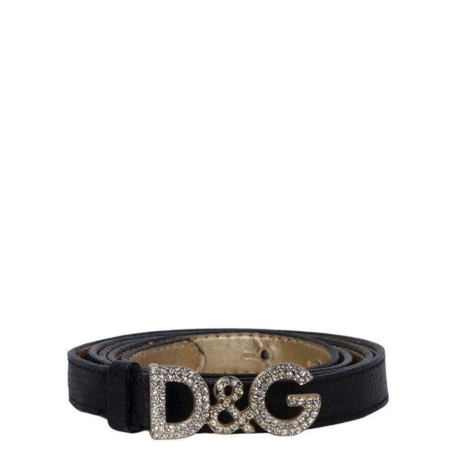 Dolce & Gabbana Black Leather Belt DG Buckle