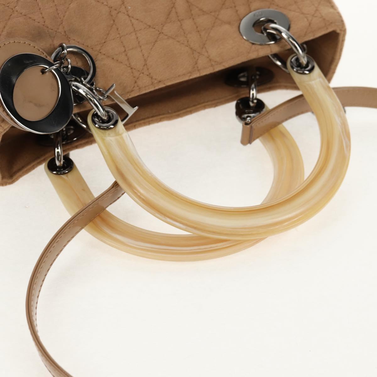 Christian Dior Cannage Handbag Canvas, BEIGE, COTTON, Handbag