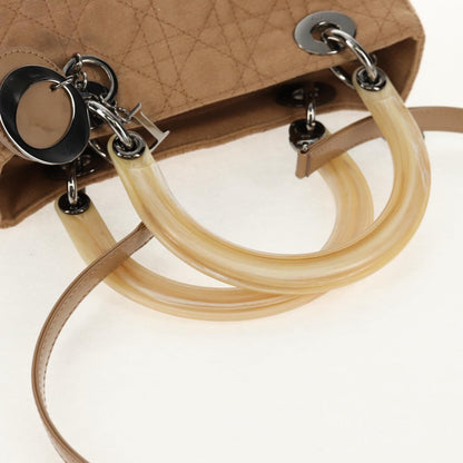 Christian Dior Cannage Handbag Canvas, BEIGE, COTTON, Handbag