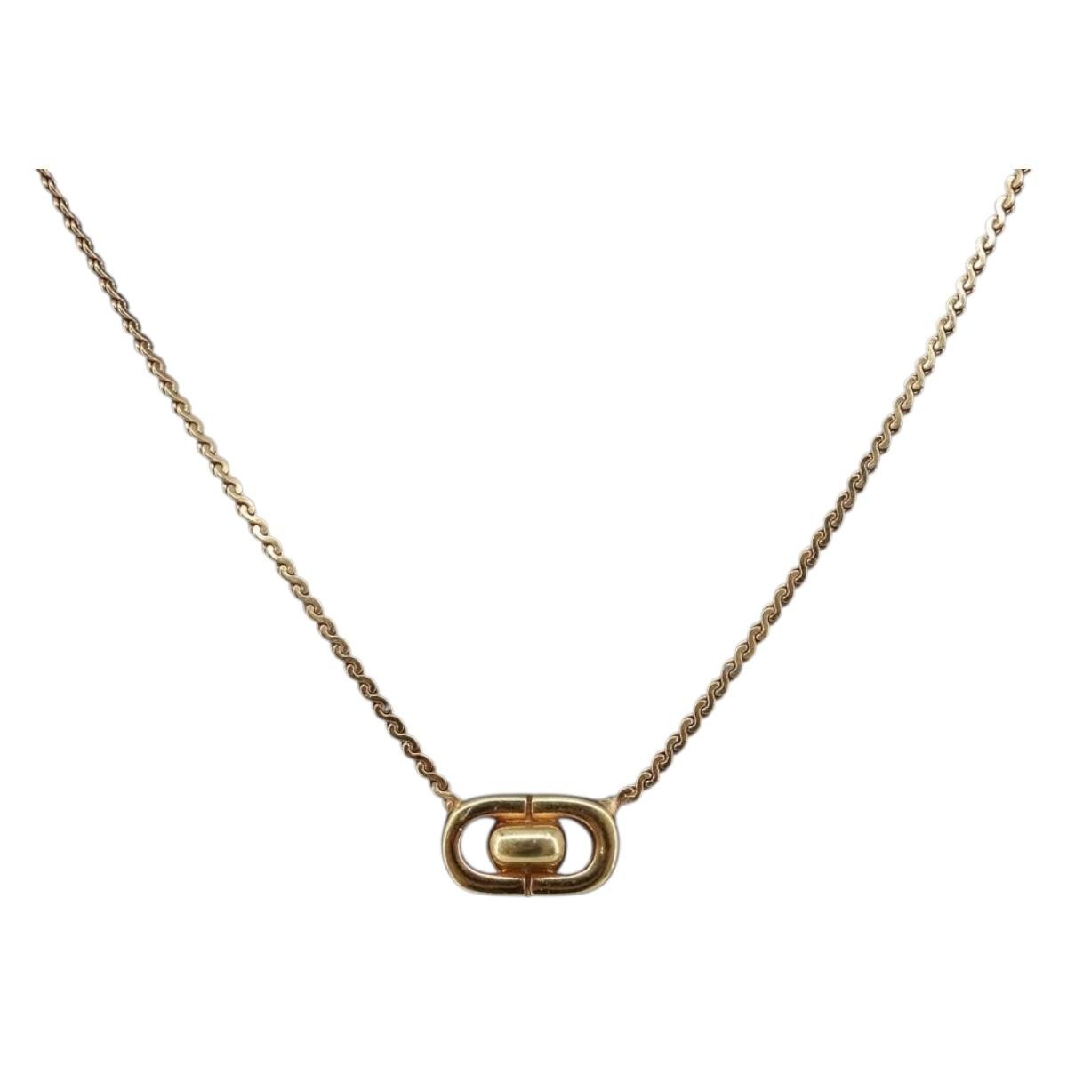 Christian Dior CD Oval Pendant Necklace Metal, Gold, Metal, Necklace