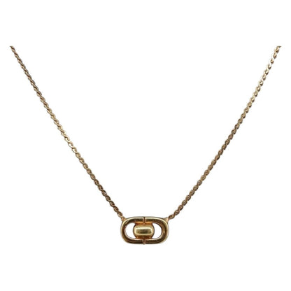 Christian Dior CD Oval Pendant Necklace Metal, Gold, Metal, Necklace