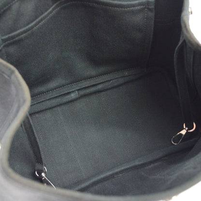 Hermes Valparaiso East West Toile and Leather, Black, Canvas, Handbag