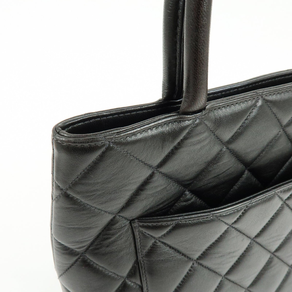 Chanel Medallion Quilted Caviar, Black, Calfskin, Tote Bag