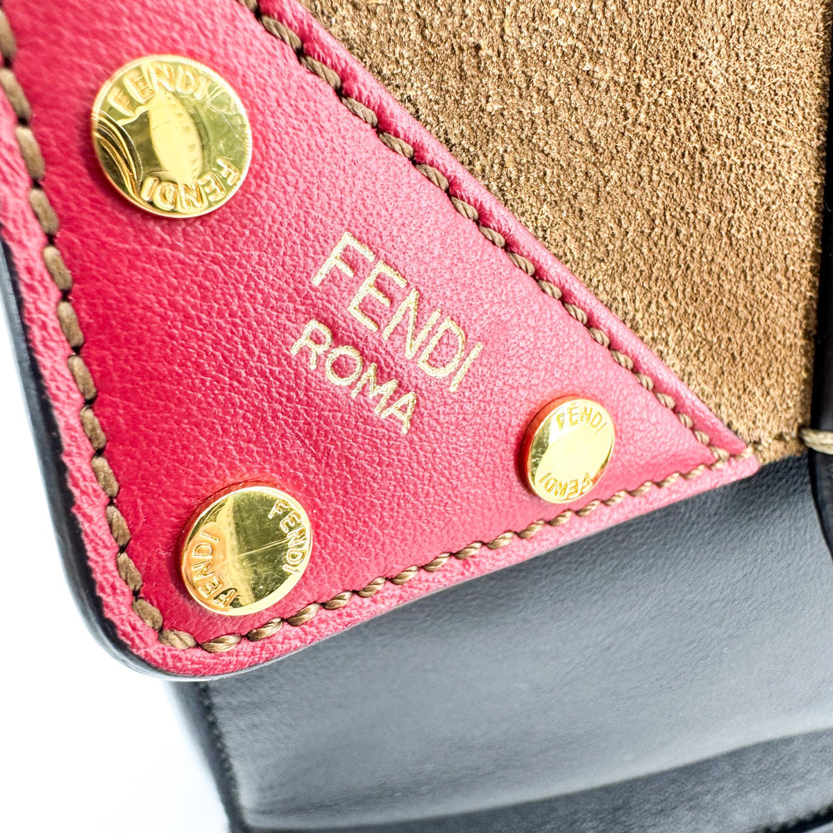 Fendi Flip Leather with Suede, Black, Leather, Tote Bag