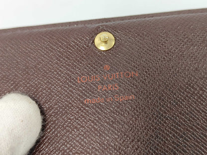 Louis Vuitton Porte Monnaie Tresor Damier, Brown, Canvas, Wallet