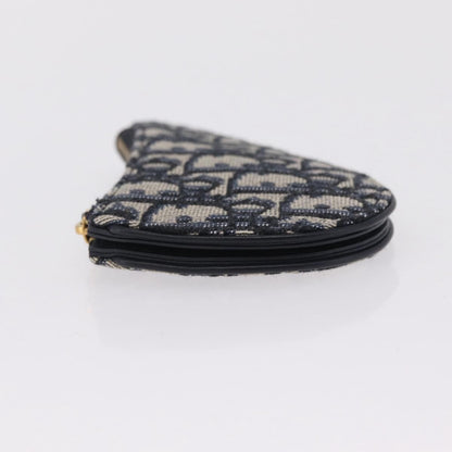 Christian Dior Vintage Saddle Zip Coin Purse Diorissimo Canvas, Navy, Canvas, Clutch