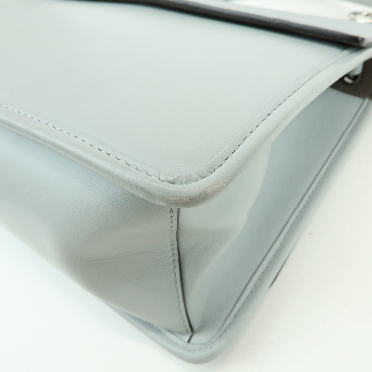 Fendi Kan I F Leather, Gray, Leather, Shoulder Bag