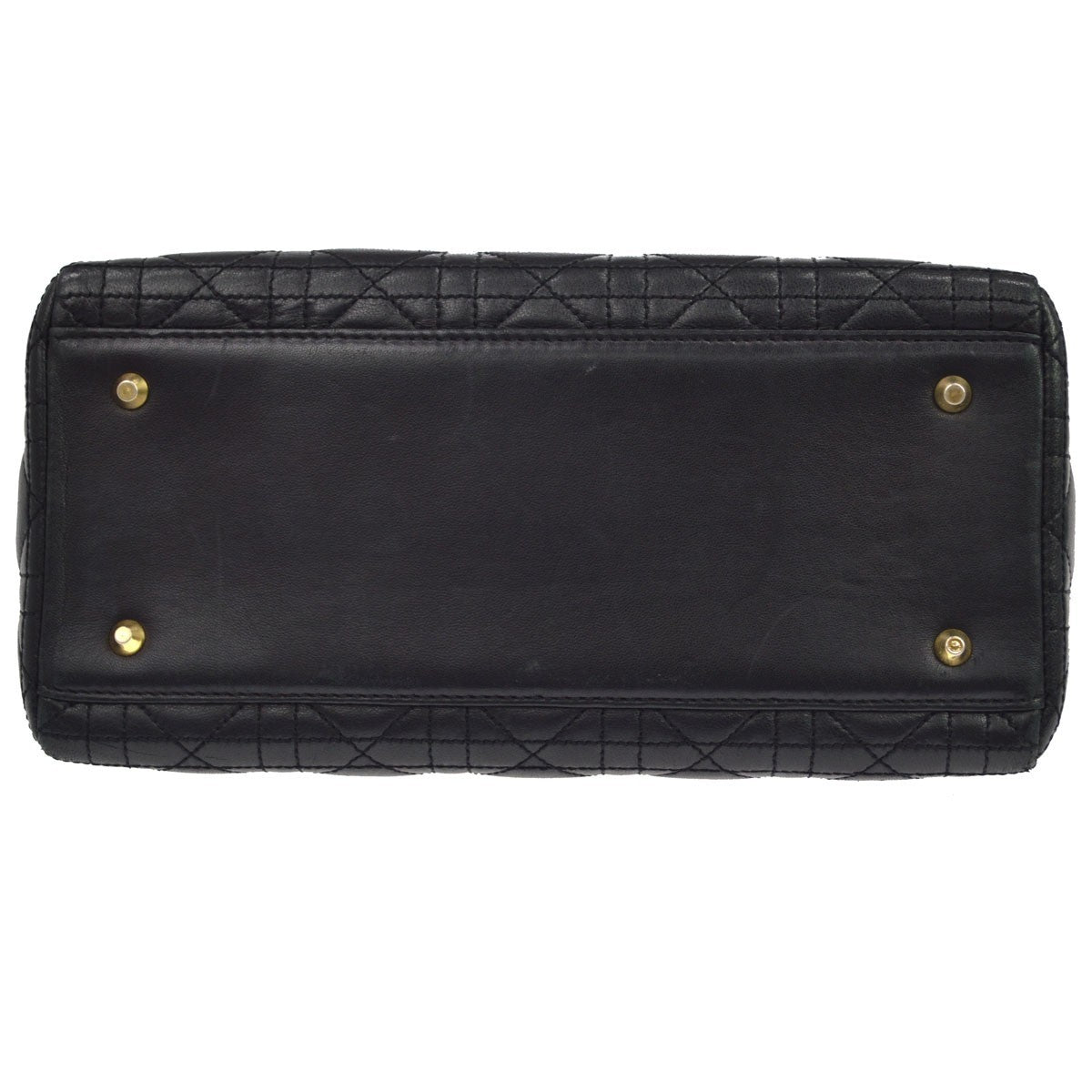 Christian Dior Vintage Lady Dior Cannage Quilt Lambskin, Black, Leather, Handbag