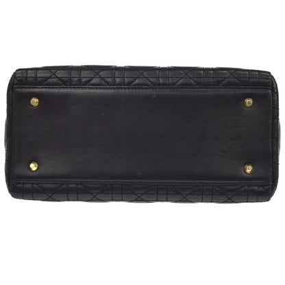 Christian Dior Vintage Lady Dior Cannage Quilt Lambskin, Black, Leather, Handbag