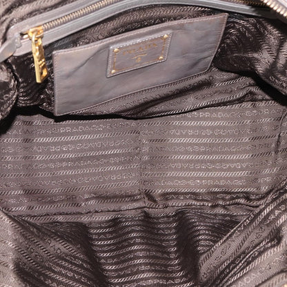 Prada Convertible Bauletto Vitello Shine, Gray, Leather, Handbag