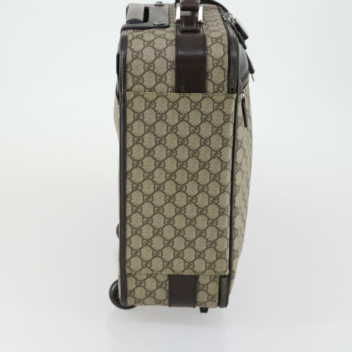 Gucci Web Trolley Rolling Luggage GG Coated Canvas, Beige, PVC, Travel Bag