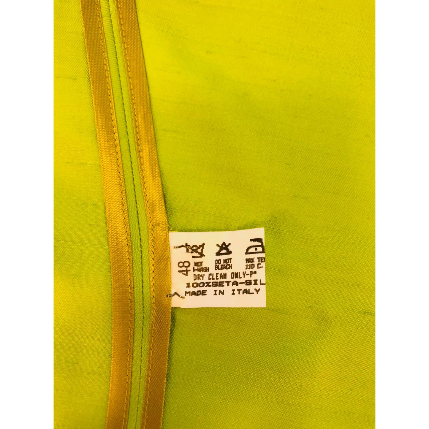 Trussardi Suit Jacket Pants Set L-XL Lime Green Silk