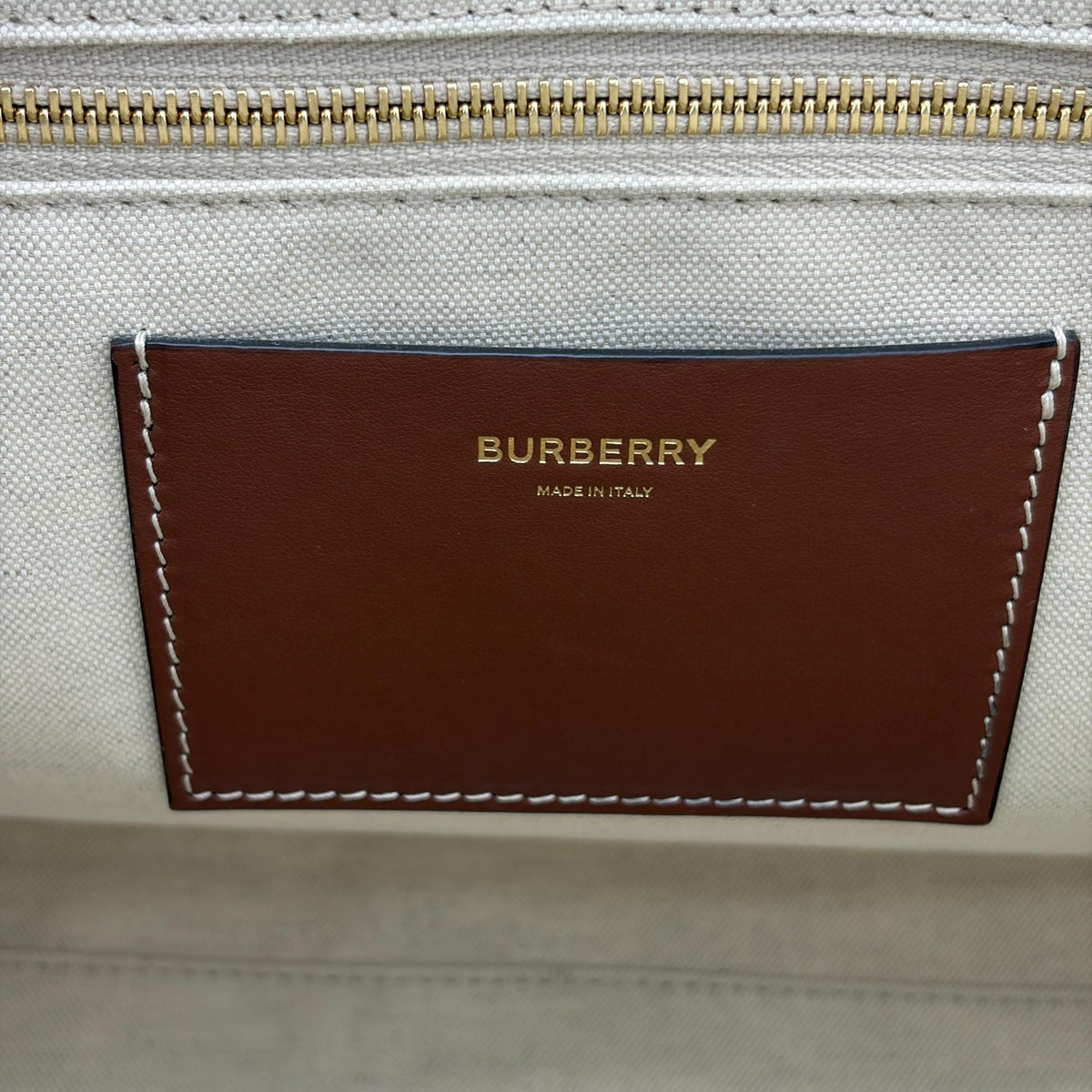 Burberry Freya Shopping Canvas with Leather, Beige, Canvas, Tote Bag