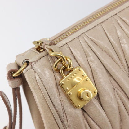 Miu Miu Zip Wristlet Matelasse Leather, Beige, Leather, Clutch