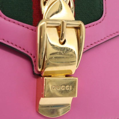 Gucci Sylvie Chain Leather, Pink, Leather, Shoulder Bag