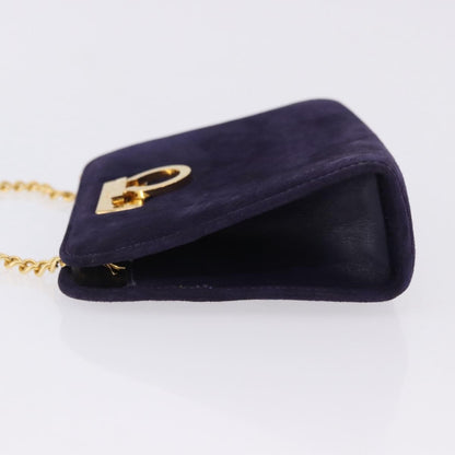 Salvatore Ferragamo Vintage Gancini Chain Suede, Purple, Suede, Shoulder Bag
