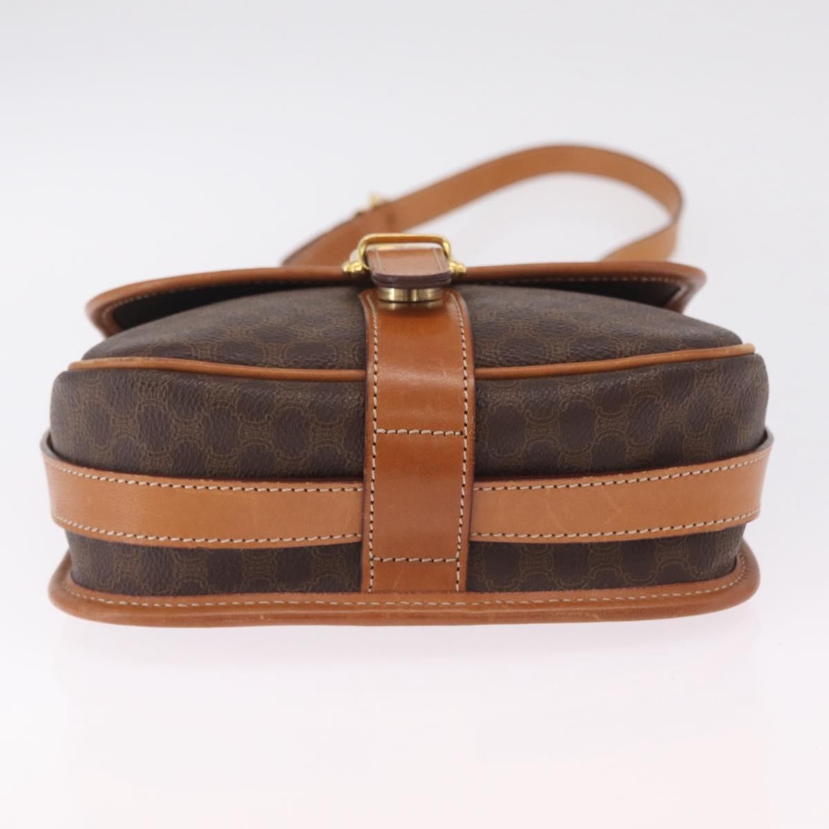 Celine Macadam Shoulder PVC Leather, Brown, Canvas, Crossbody Bag