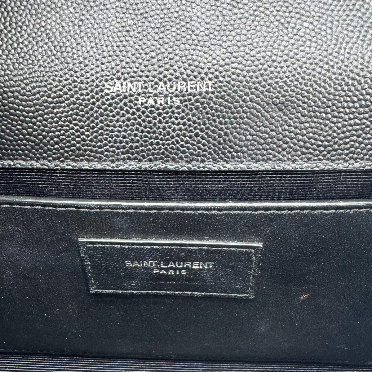 Saint Laurent Classic Monogram Flap Chain Leather, Black, Leather, Crossbody Bag