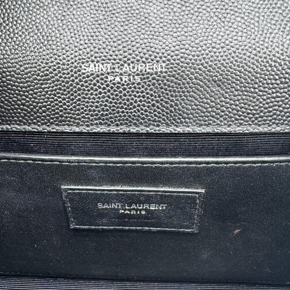 Saint Laurent Classic Monogram Flap Chain Leather, Black, Leather, Crossbody Bag