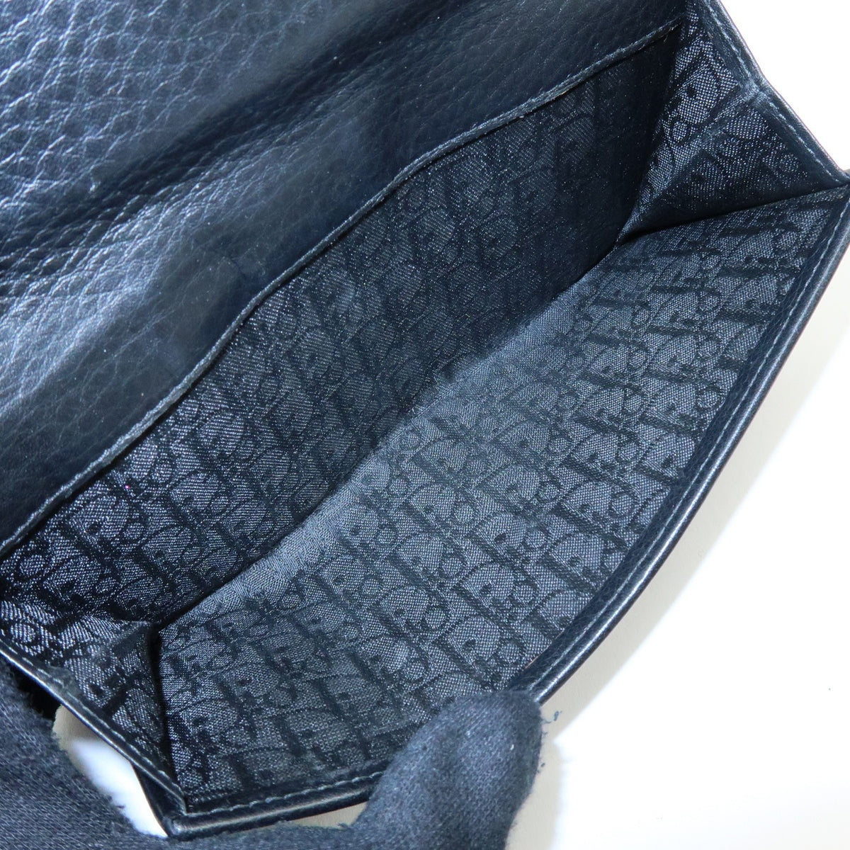 Christian Dior Trotter / Heart Motif Wallet Leather, Black, Leather, Wallet