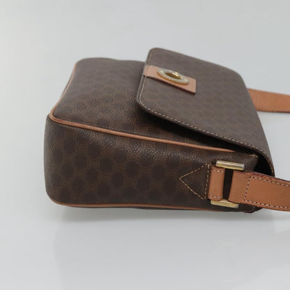 Celine Vintage Macadam Circle Logo Canvas and Leather, Brown, Canvas, Shoulder Bag