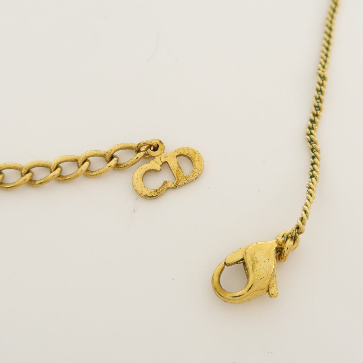 Christian Dior Vintage Logo Pendant Metal, Gold, Gold Plated, Necklace