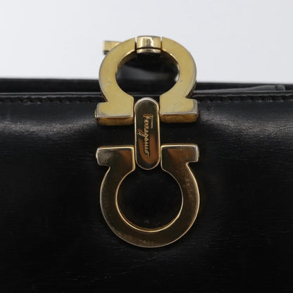 Salvatore Ferragamo Gancini Leather, Black, Leather, Handbag